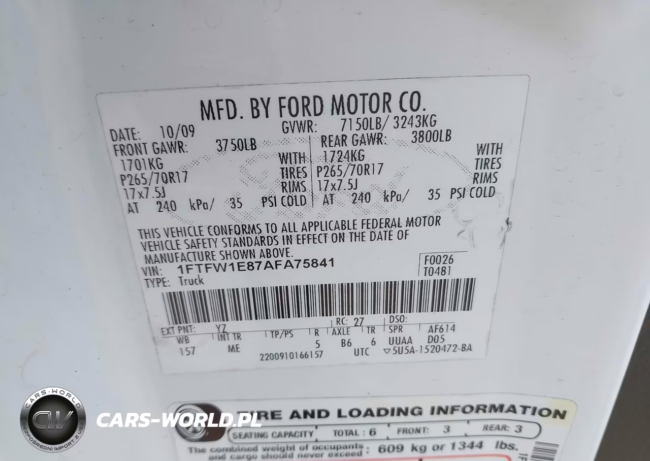 2010 Ford F-150 Xl-Xlt VIN:1FTFW1E87AFA75841 - 9