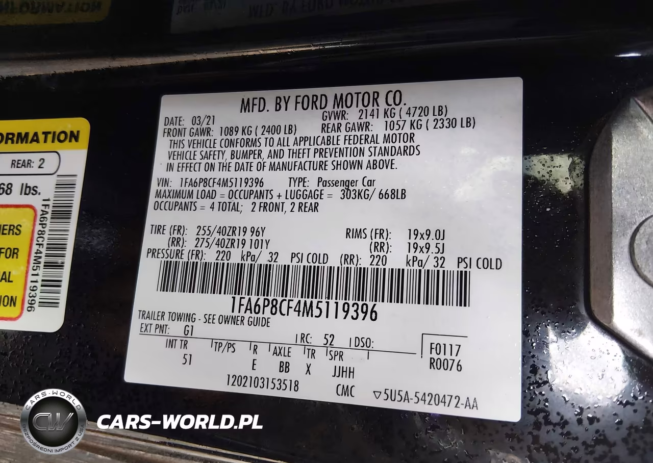 2021 Ford Mustang Gt Premium Fastback VIN:1FA6P8CF4M5119396 - 9