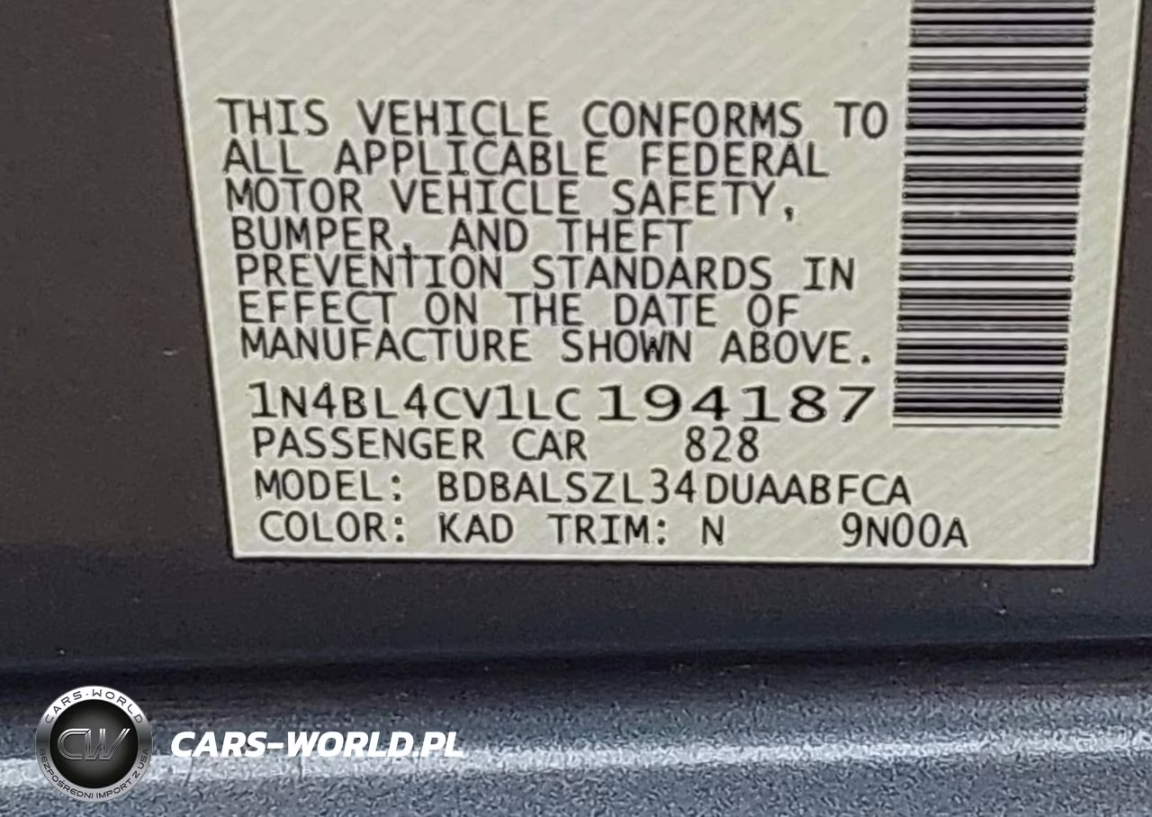 2020 Nissan Altima Sr Fwd VIN:1N4BL4CV1LC194187 - 9