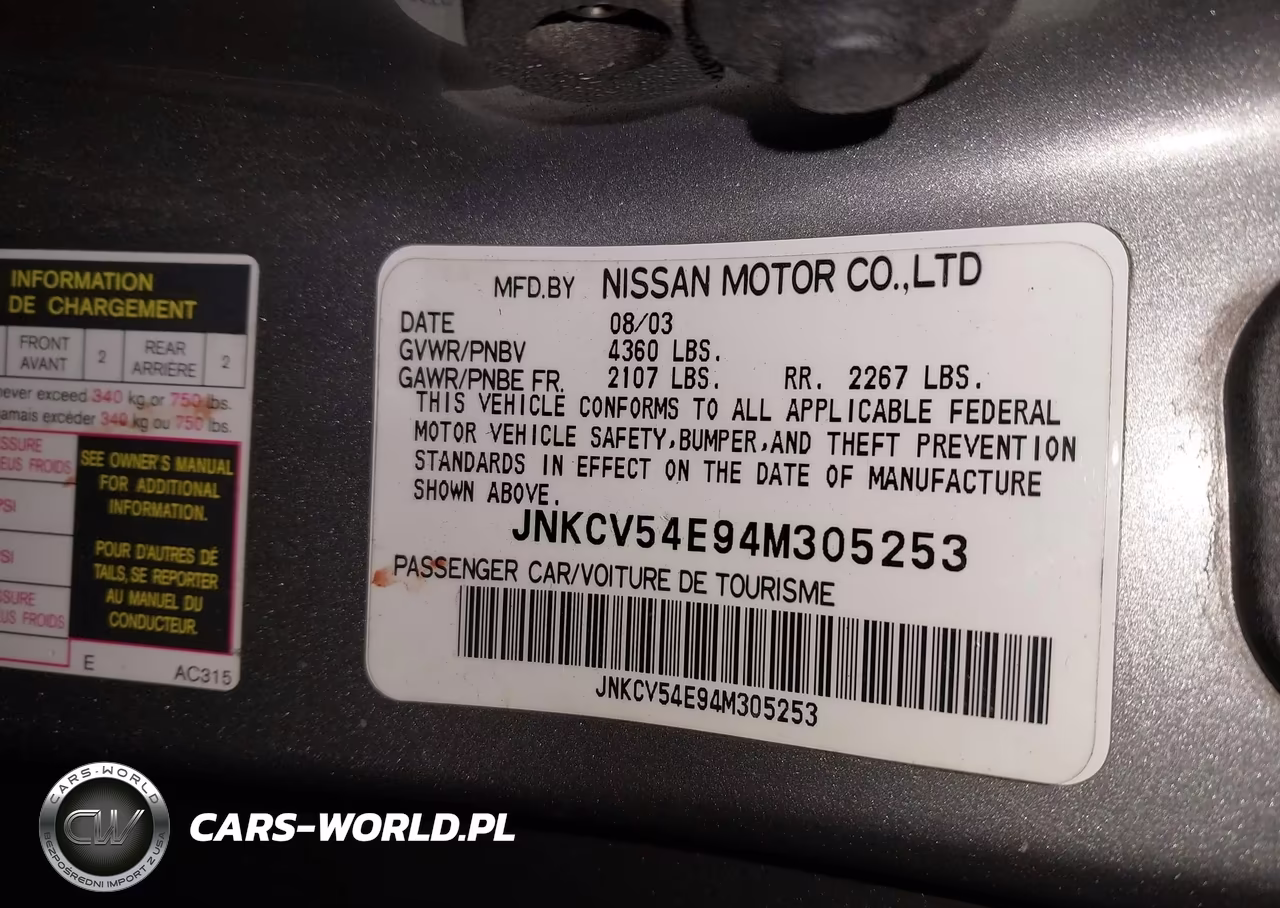 2004 Infiniti G35 VIN:JNKCV54E94M305253 - 9