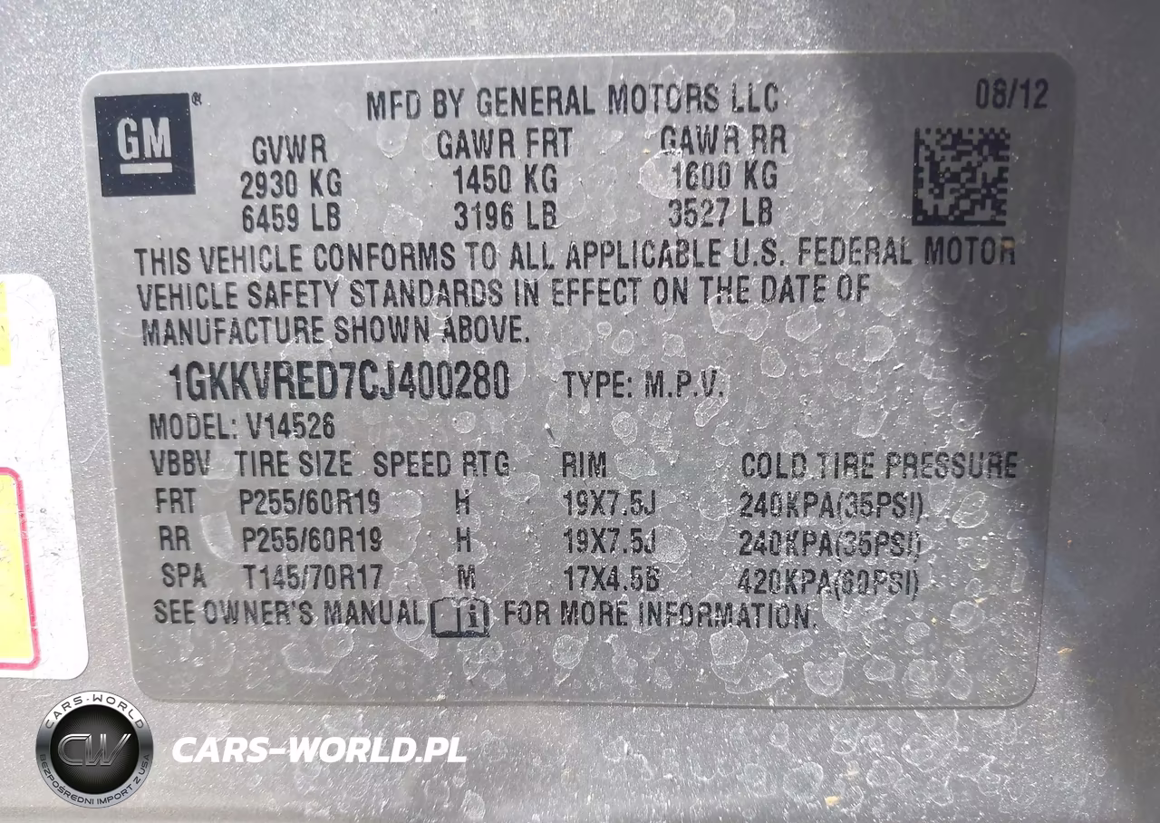 2012 GMC Acadia Slt-1 VIN:1GKKVRED7CJ400280 - 9