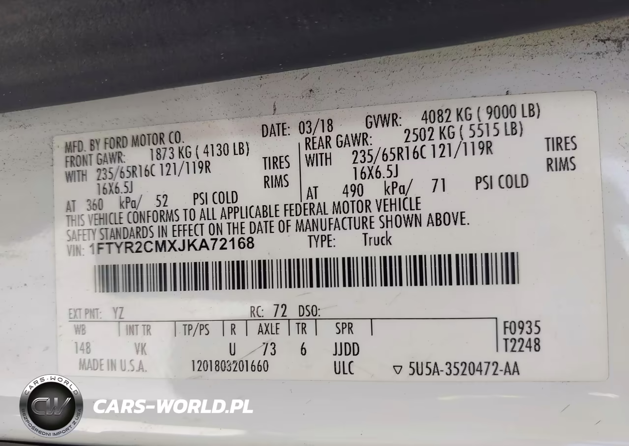 2018 Ford Transit-250 VIN:1FTYR2CMXJKA72168 - 9