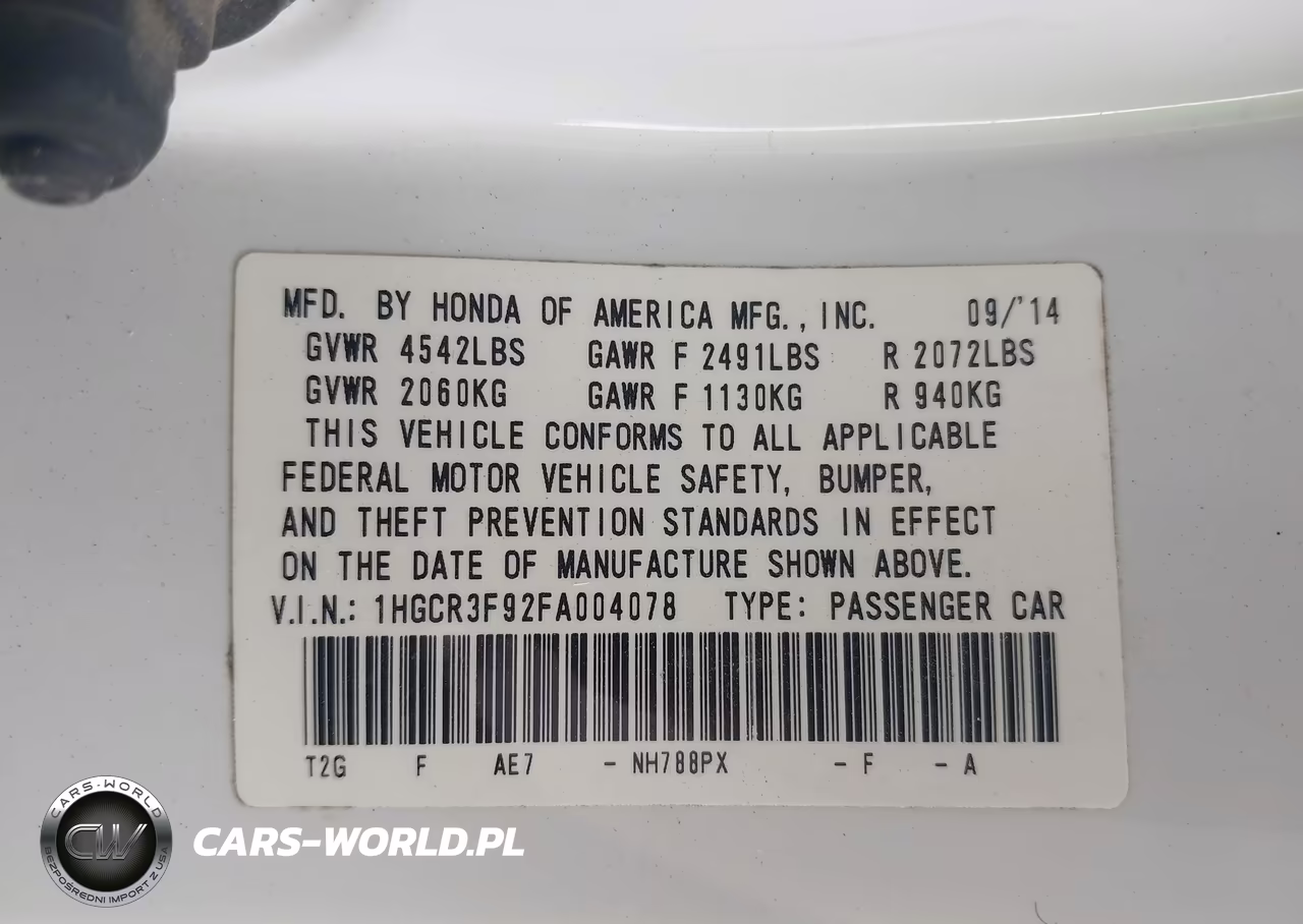 2015 Honda Accord Touring VIN:1HGCR3F92FA004078 - 9