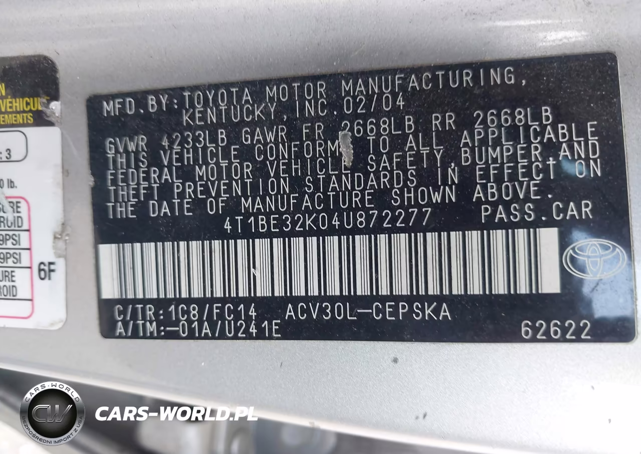 2004 Toyota Camry Se VIN:4T1BE32K04U872277 - 9