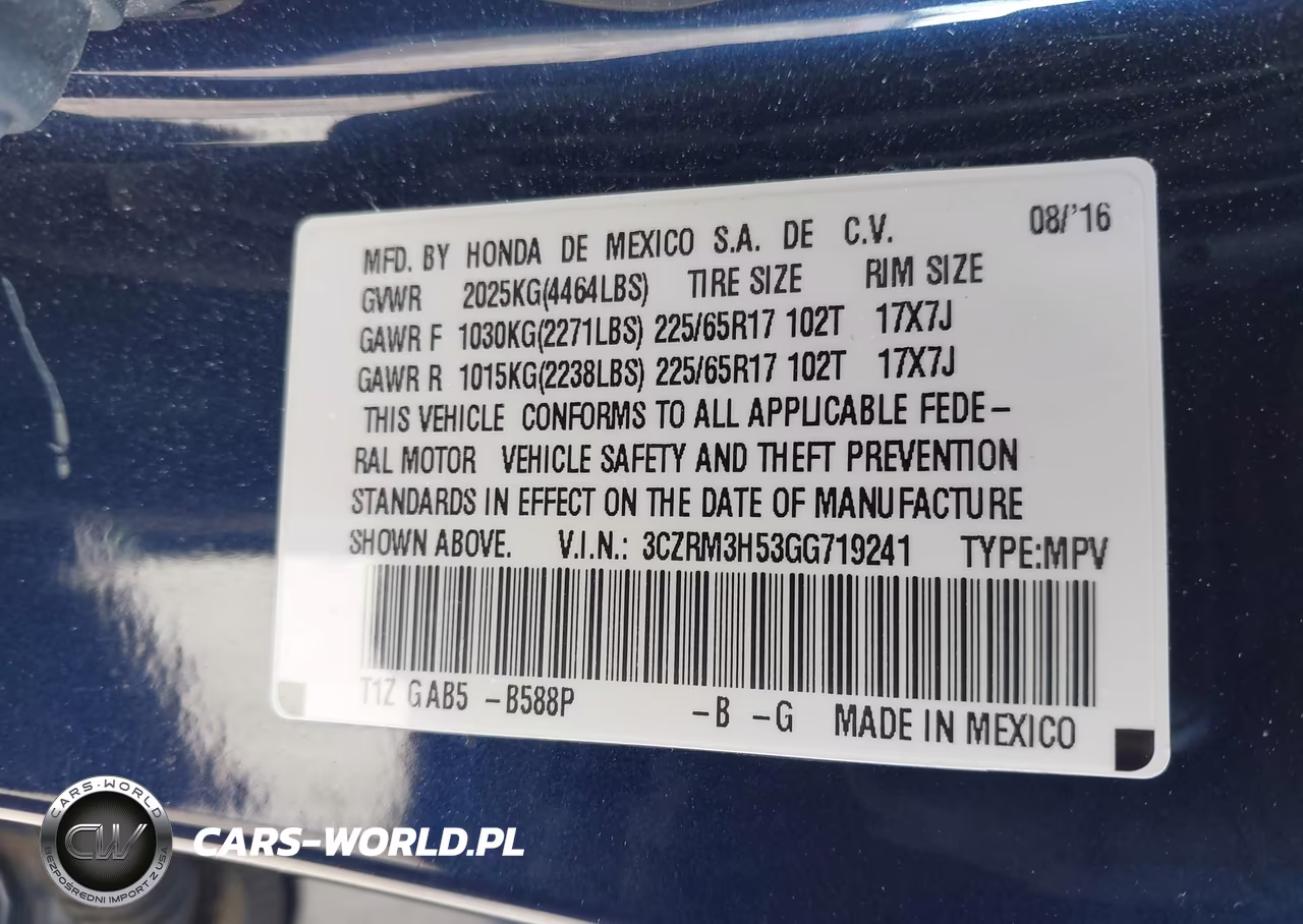 2016 Honda Cr-V Ex VIN:3CZRM3H53GG719241 - 9