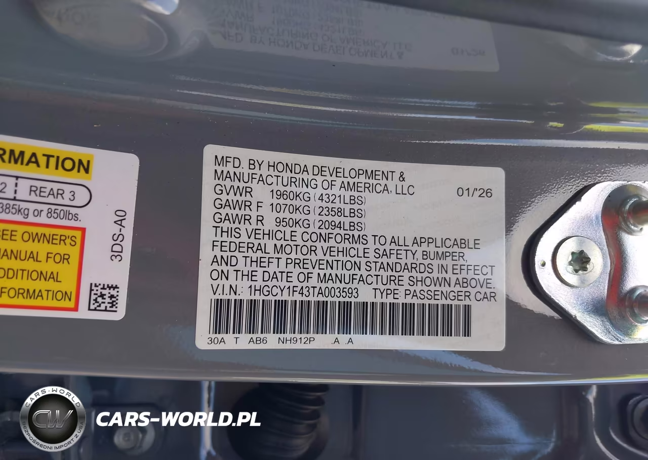 2026 Honda Accord Se VIN:1HGCY1F43TA003593 - 9