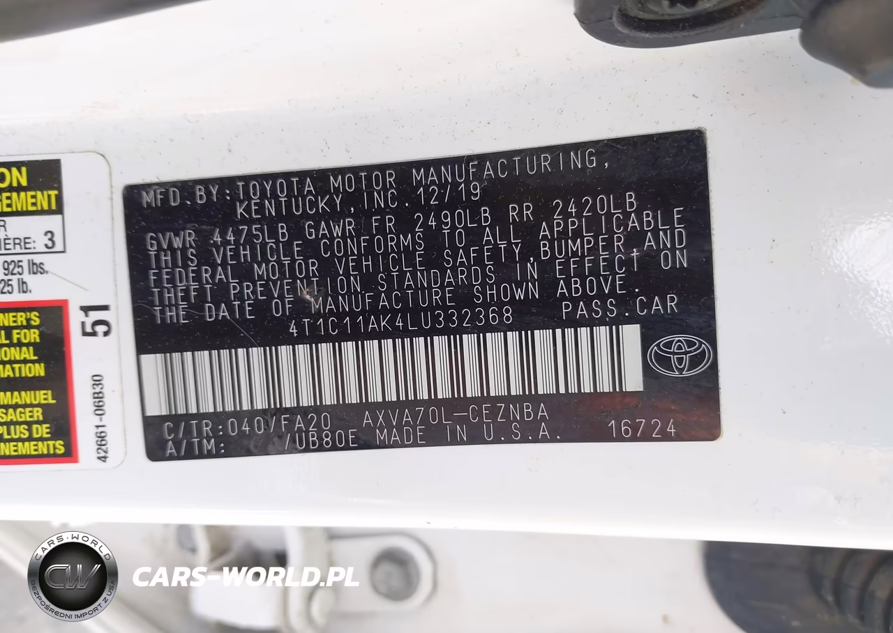 2020 Toyota Camry Le VIN:4T1C11AK4LU332368 - 9