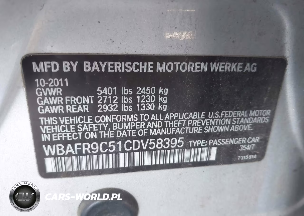 2012 BMW 550I VIN:WBAFR9C51CDV58395 - 9