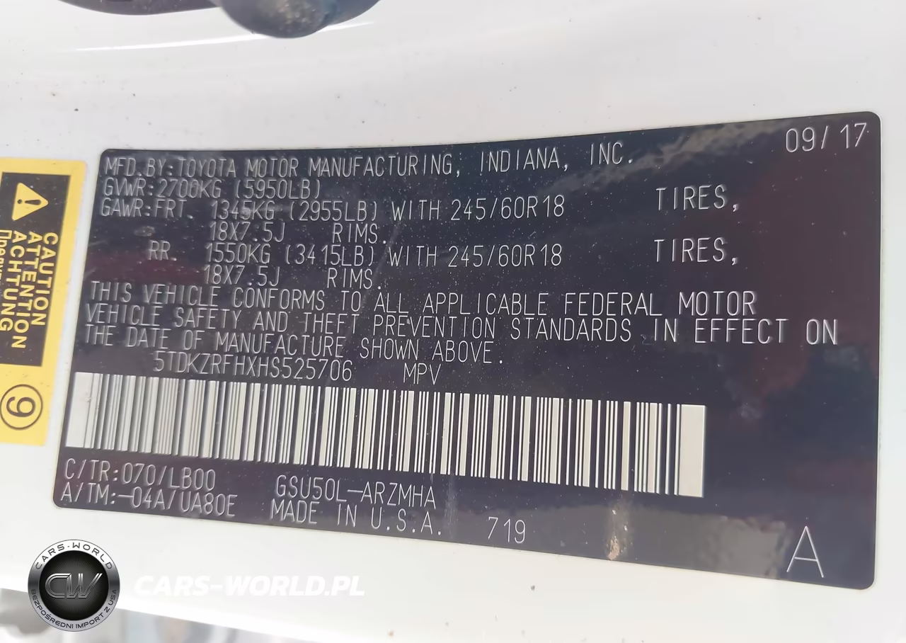 2017 Toyota Highlander Xle VIN:5TDKZRFHXHS525706 - 9