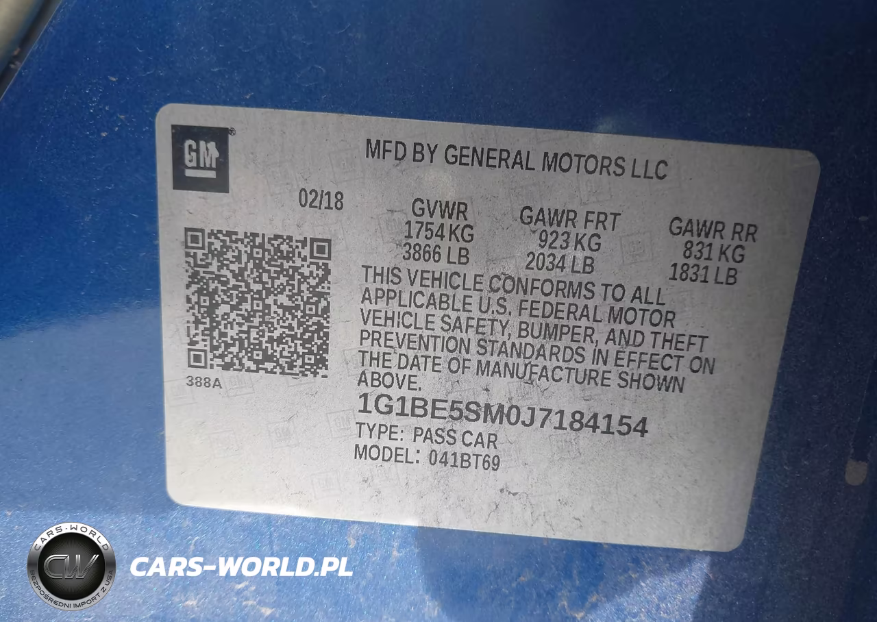2018 Chevrolet Cruze Lt Auto VIN:1G1BE5SM0J7184154 - 9