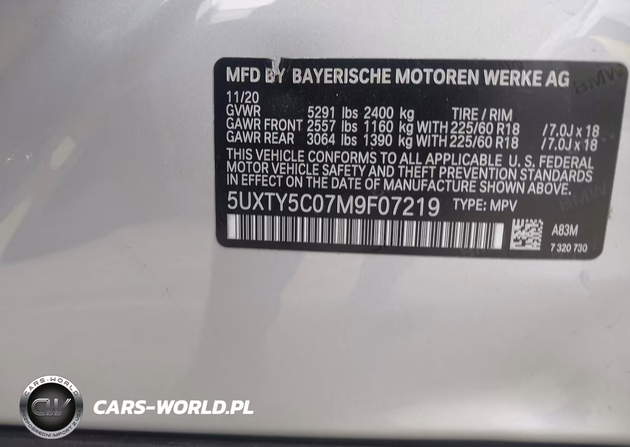 2021 BMW X3 xDrive30I VIN:5UXTY5C07M9F07219 - 9