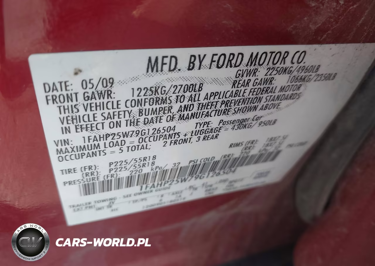 2009 Ford Taurus Limited VIN:1FAHP25W79G126504 - 9
