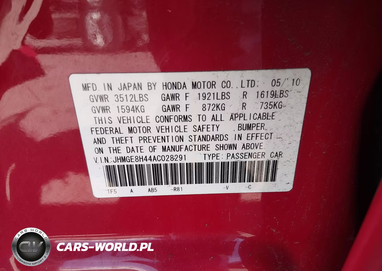 2010 Honda Fit Sport VIN:JHMGE8H44AC028291 - 9
