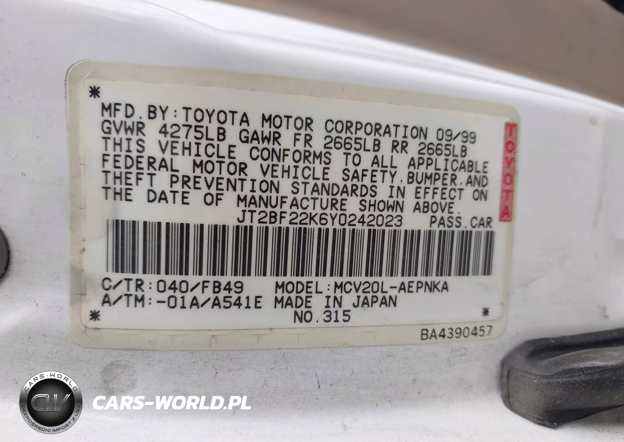 2000 Toyota Camry Le V6 VIN:JT2BF22K6Y0242023 - 9