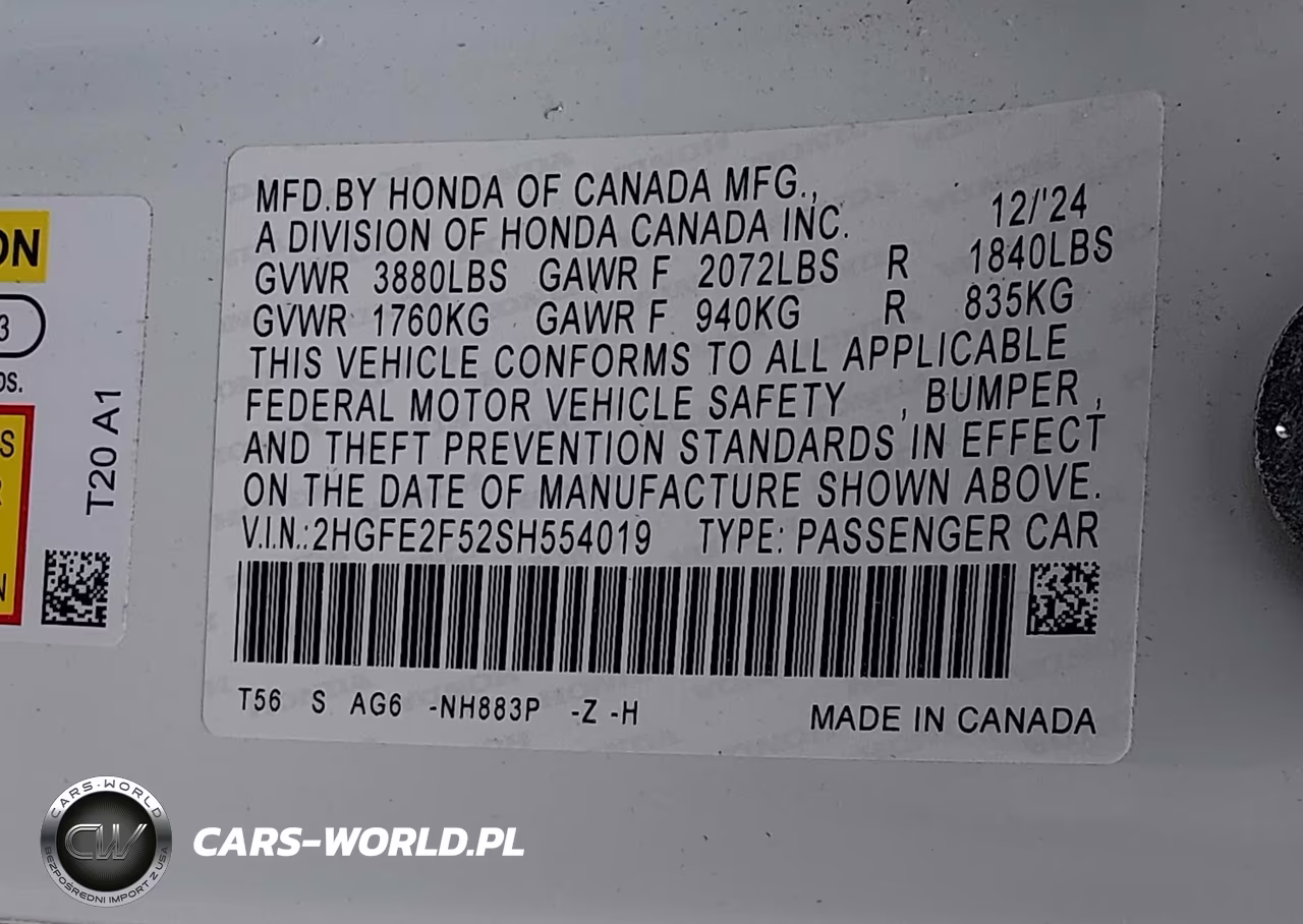 2025 Honda Civic Sport VIN:2HGFE2F52SH554019 - 9