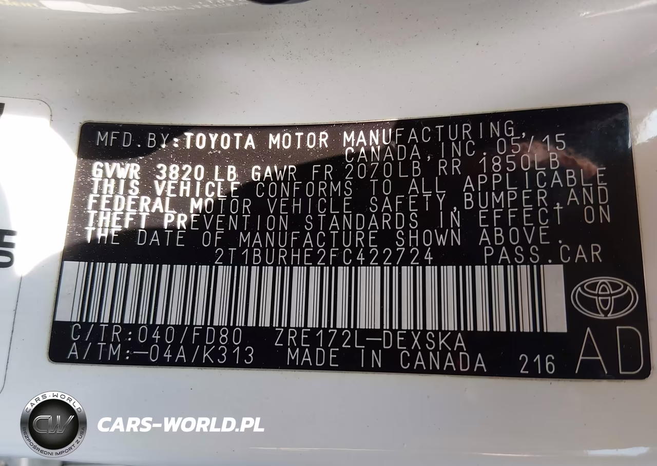 2015 Toyota Corolla S Plus VIN:2T1BURHE2FC422724 - 9