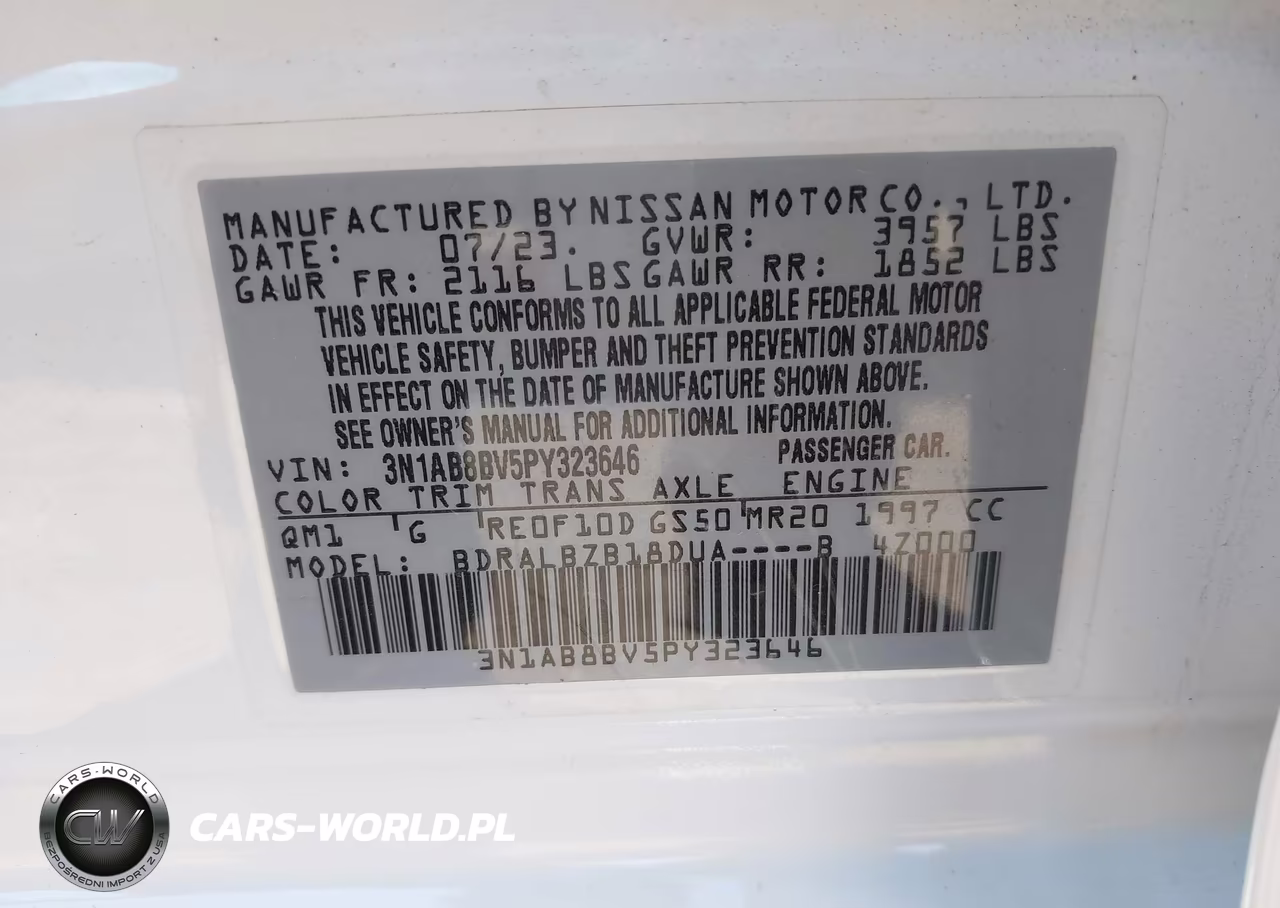 2023 Nissan Sentra S Xtronic Cvt VIN:3N1AB8BV5PY323646 - 9