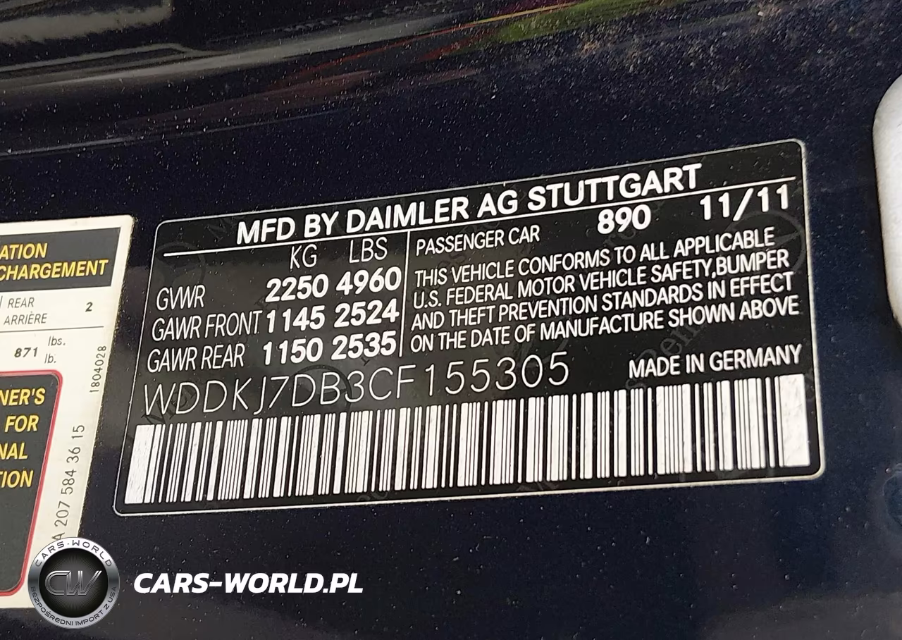 2012 Mercedes-Benz E 550 VIN:WDDKJ7DB3CF155305 - 9