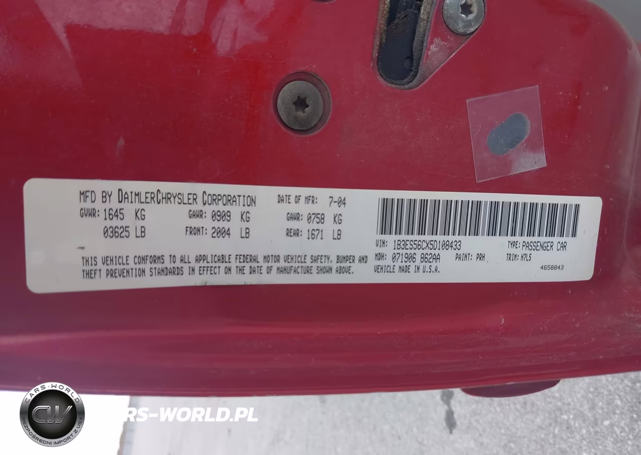 2005 Dodge Neon Sxt VIN:1B3ES56CX5D108433 - 9