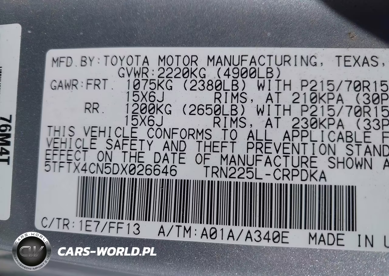 2013 Toyota Tacoma VIN:5TFTX4CN5DX026646 - 9