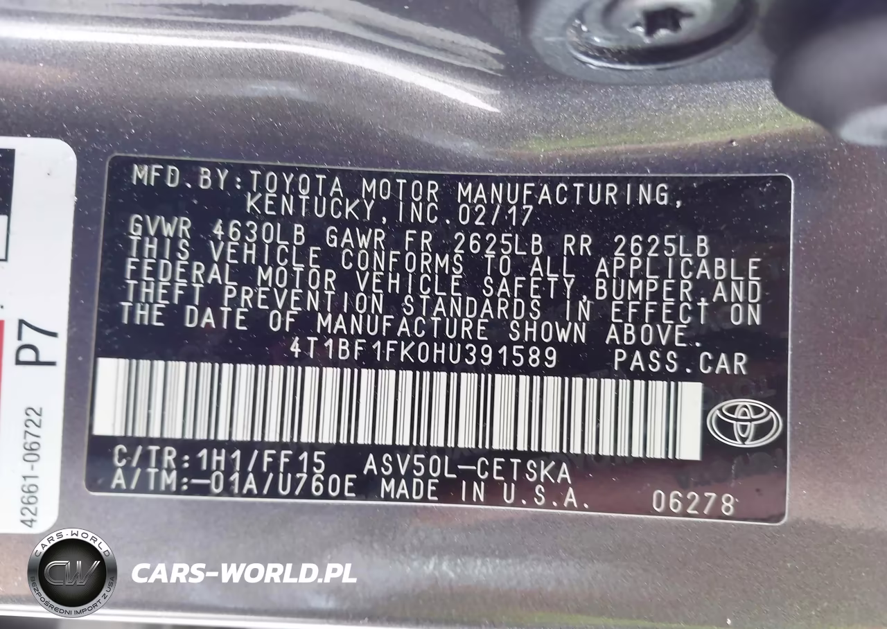 2017 Toyota Camry Se VIN:4T1BF1FK0HU391589 - 9