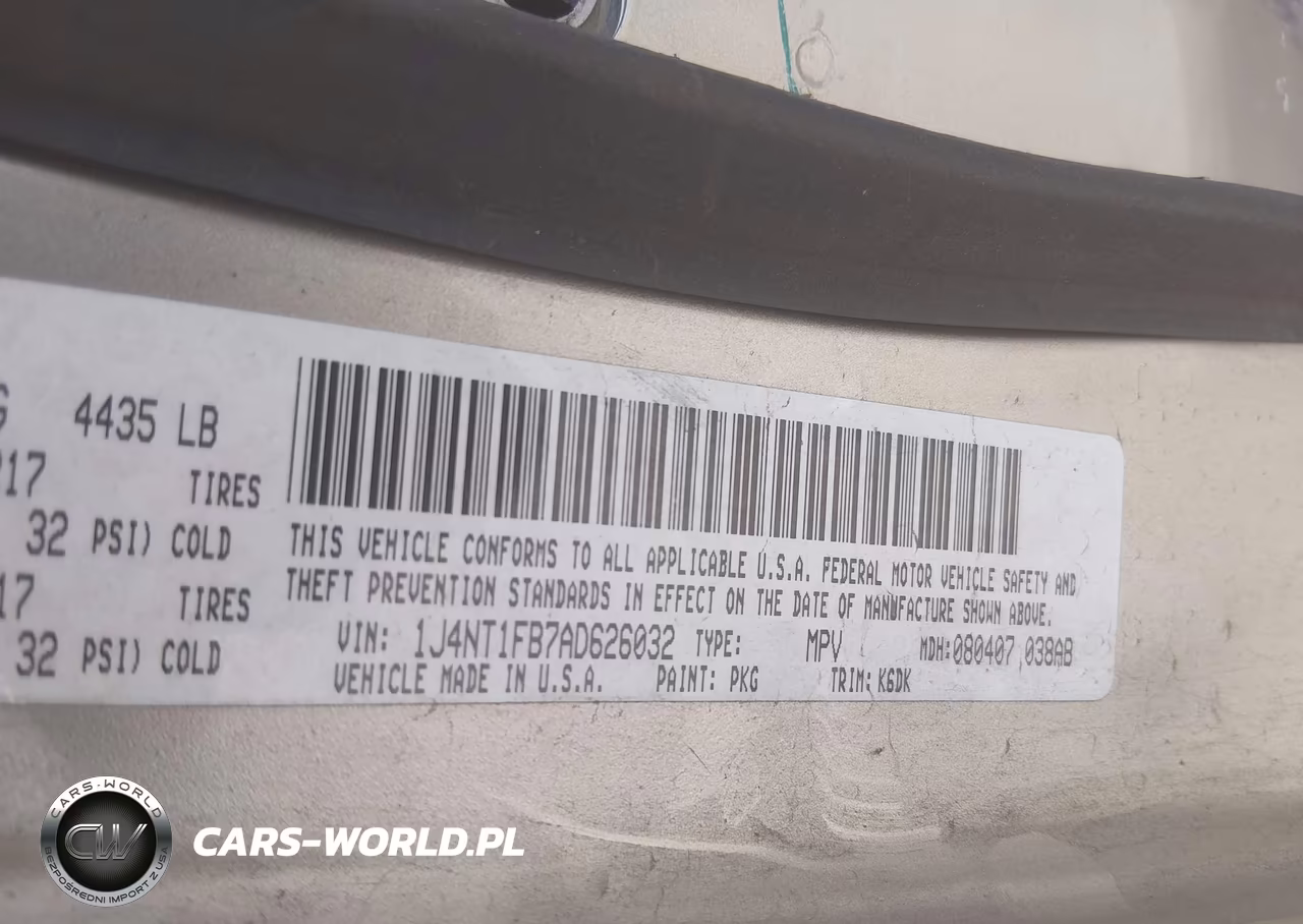 2010 Jeep Compass Sport VIN:1J4NT1FB7AD626032 - 9