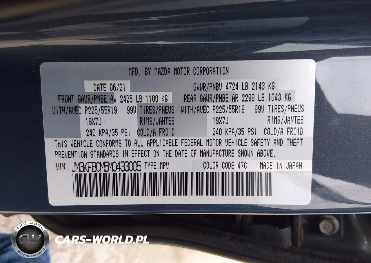 2021 Mazda Cx-5 Carbon Edition VIN:JM3KFBCM5M0433005 - 9