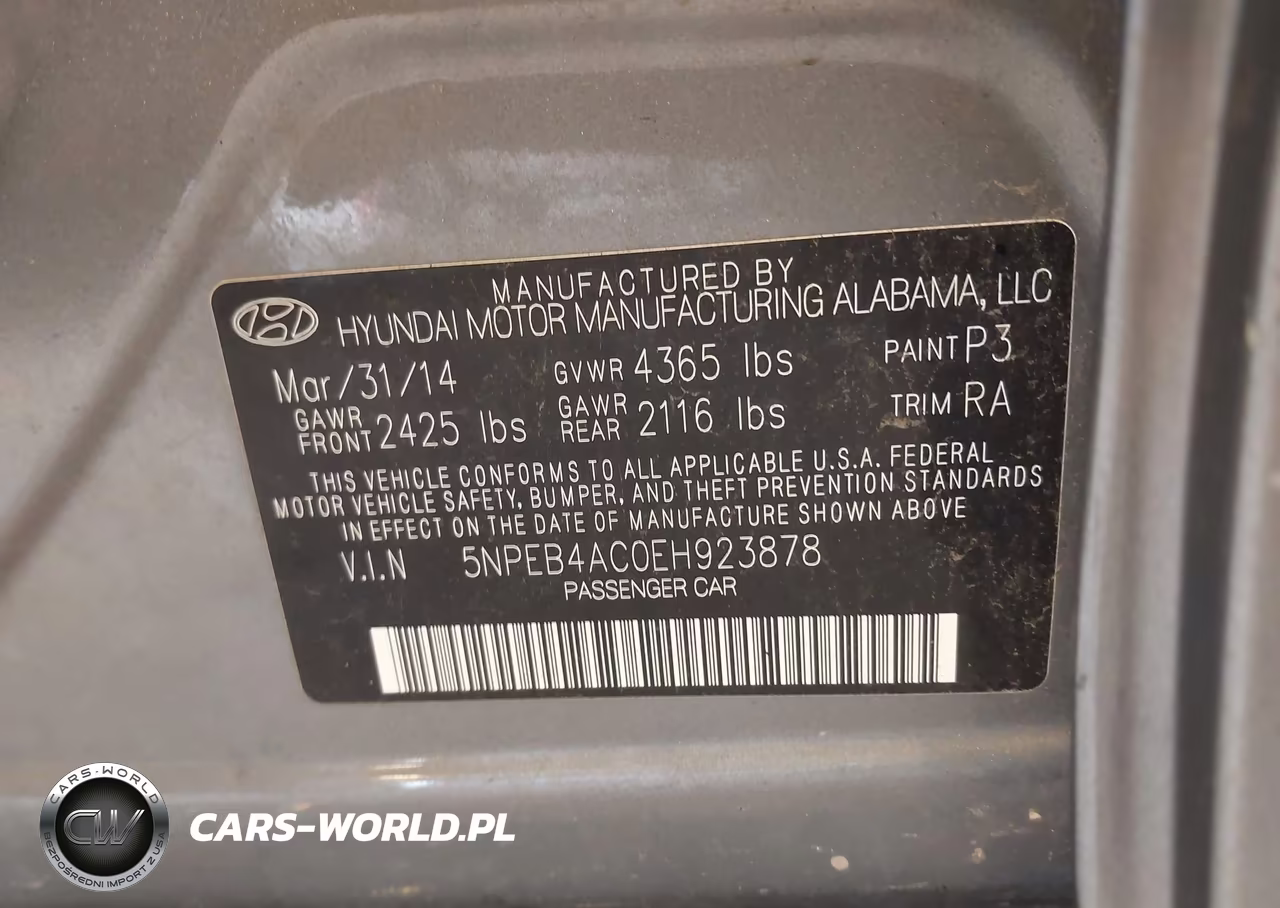 2014 Hyundai Sonata Gls VIN:5NPEB4AC0EH923878 - 9