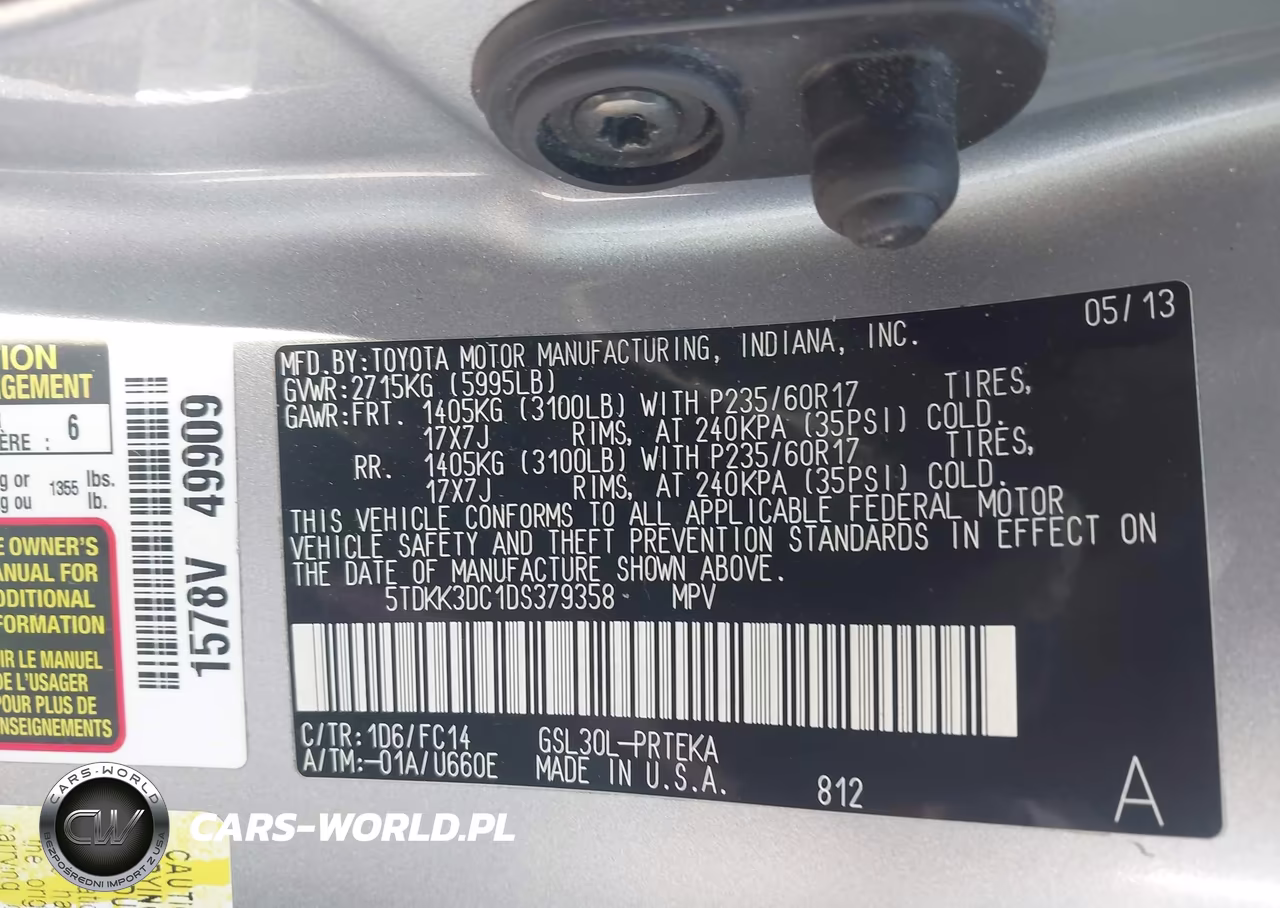 2013 Toyota Sienna Le V6 8 Passenger VIN:5TDKK3DC1DS379358 - 9