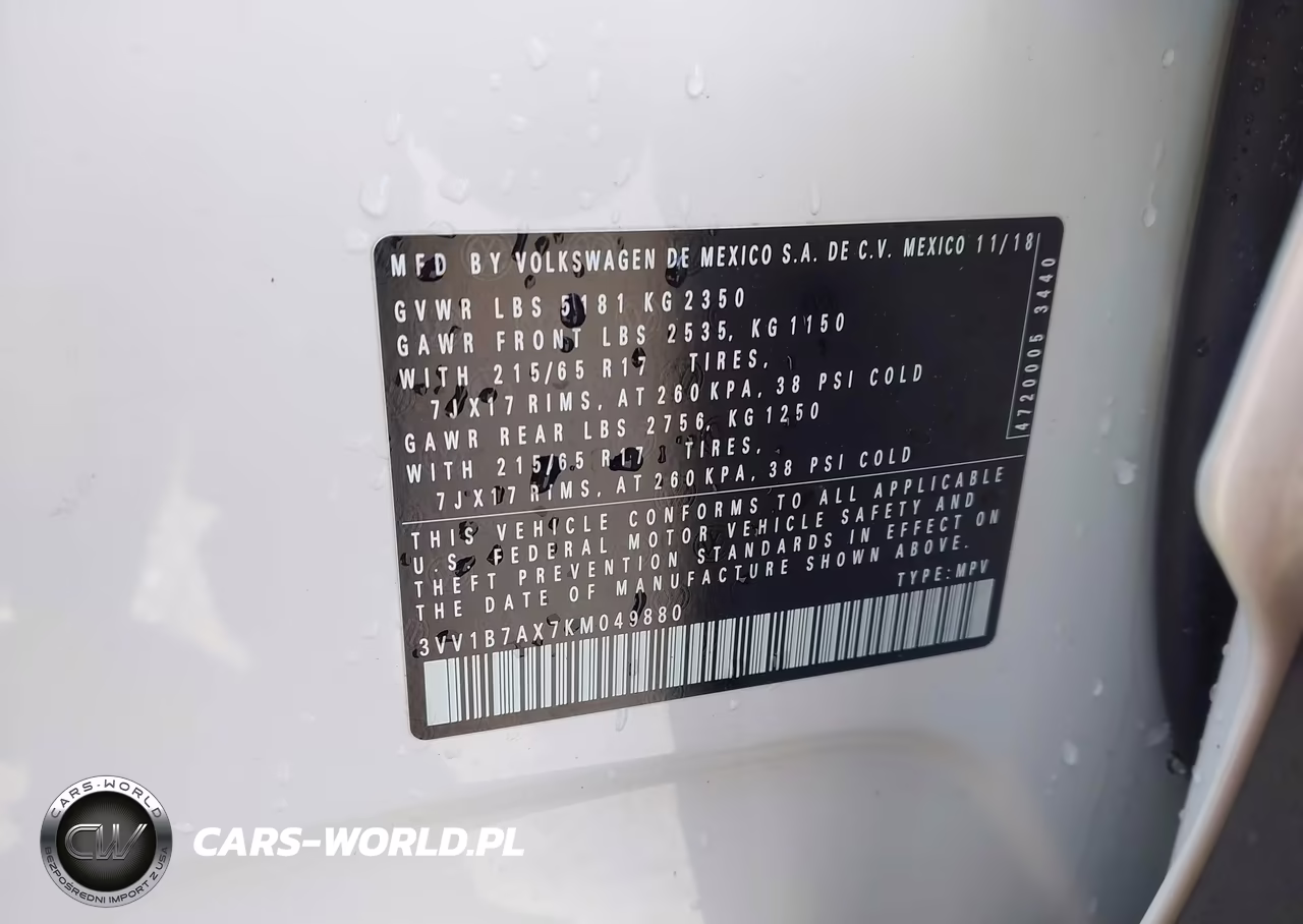 2019 Volkswagen Tiguan 2.0T S VIN:3VV1B7AX7KM049880 - 9