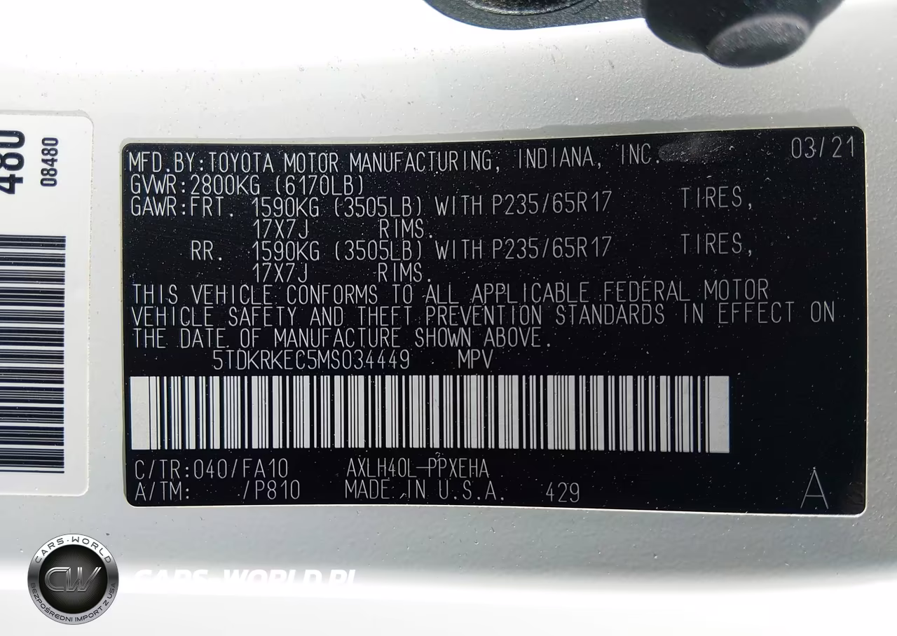 2021 Toyota Sienna Le VIN:5TDKRKEC5MS034449 - 9