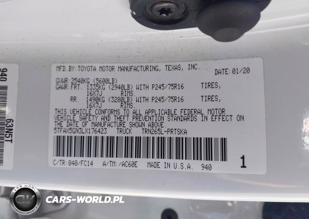 2020 Toyota Tacoma Sr5 VIN:5TFAX5GN3LX176423 - 9