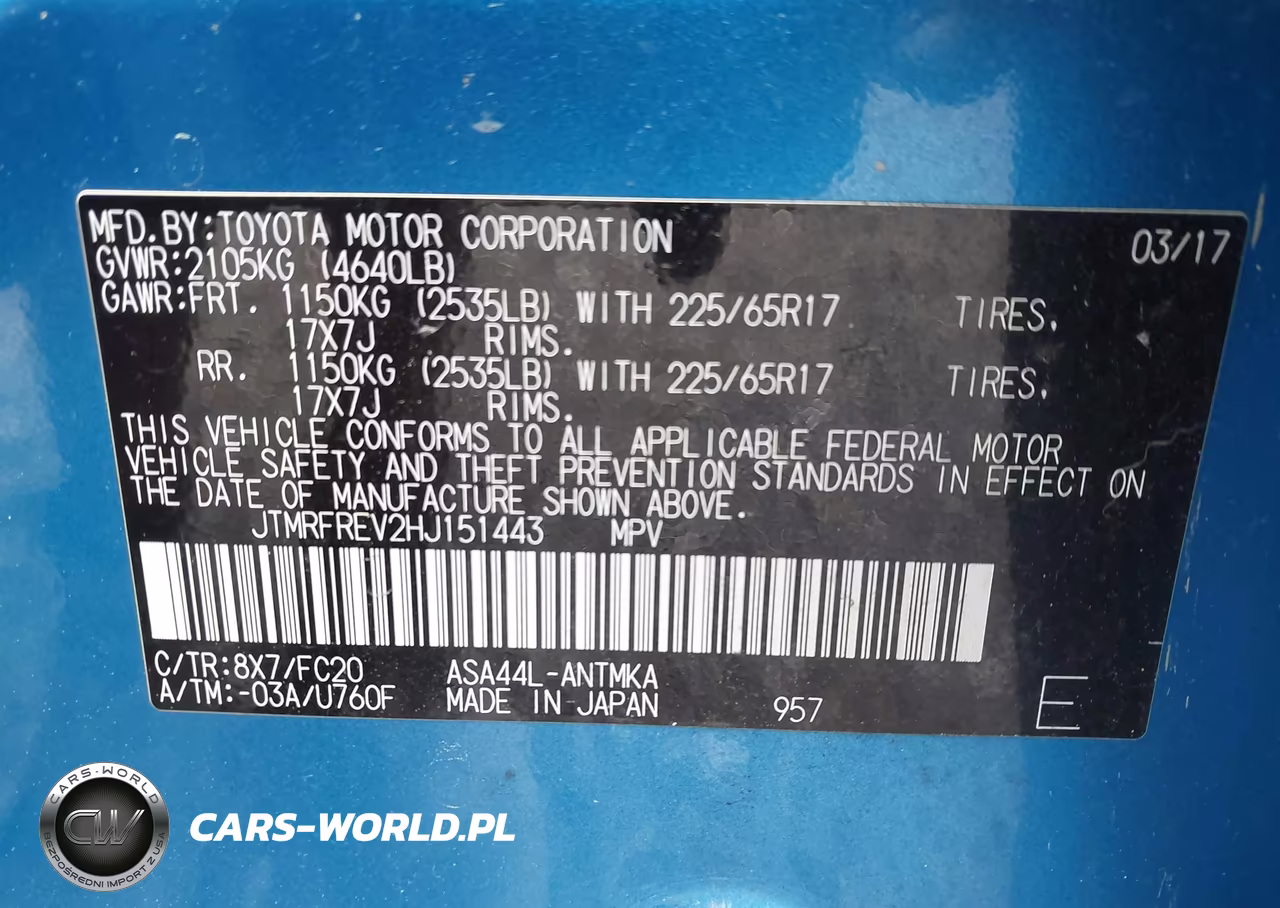 2017 Toyota Rav4 Xle VIN:JTMRFREV2HJ151443 - 9
