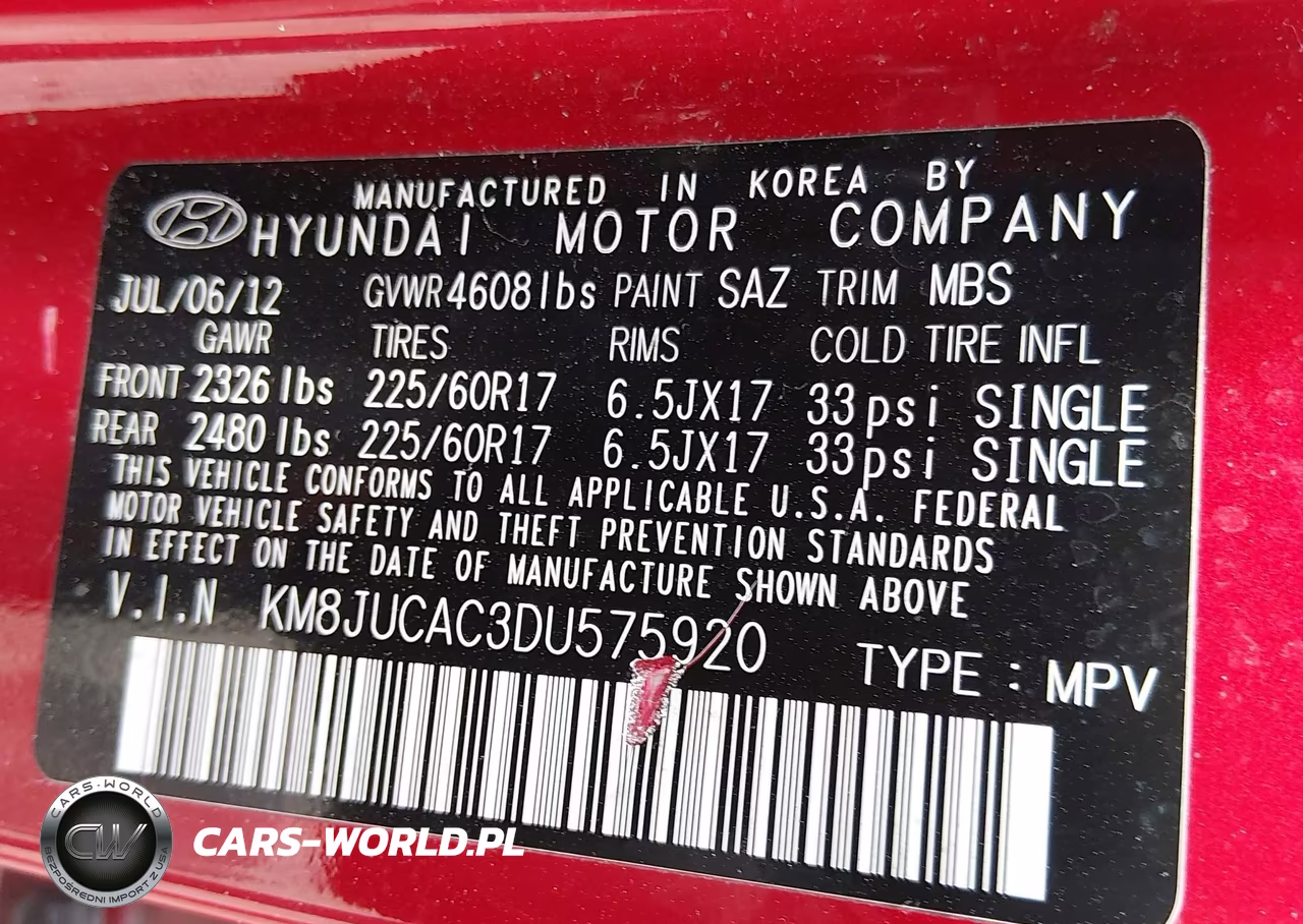 2013 Hyundai Tucson Gls VIN:KM8JUCAC3DU575920 - 9