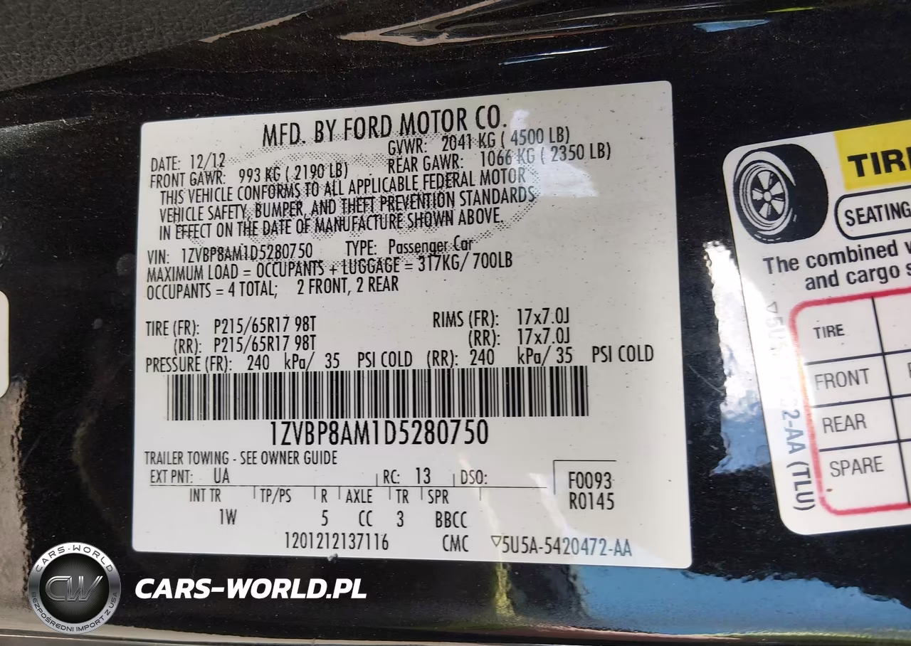 2013 Ford Mustang V6 VIN:1ZVBP8AM1D5280750 - 9