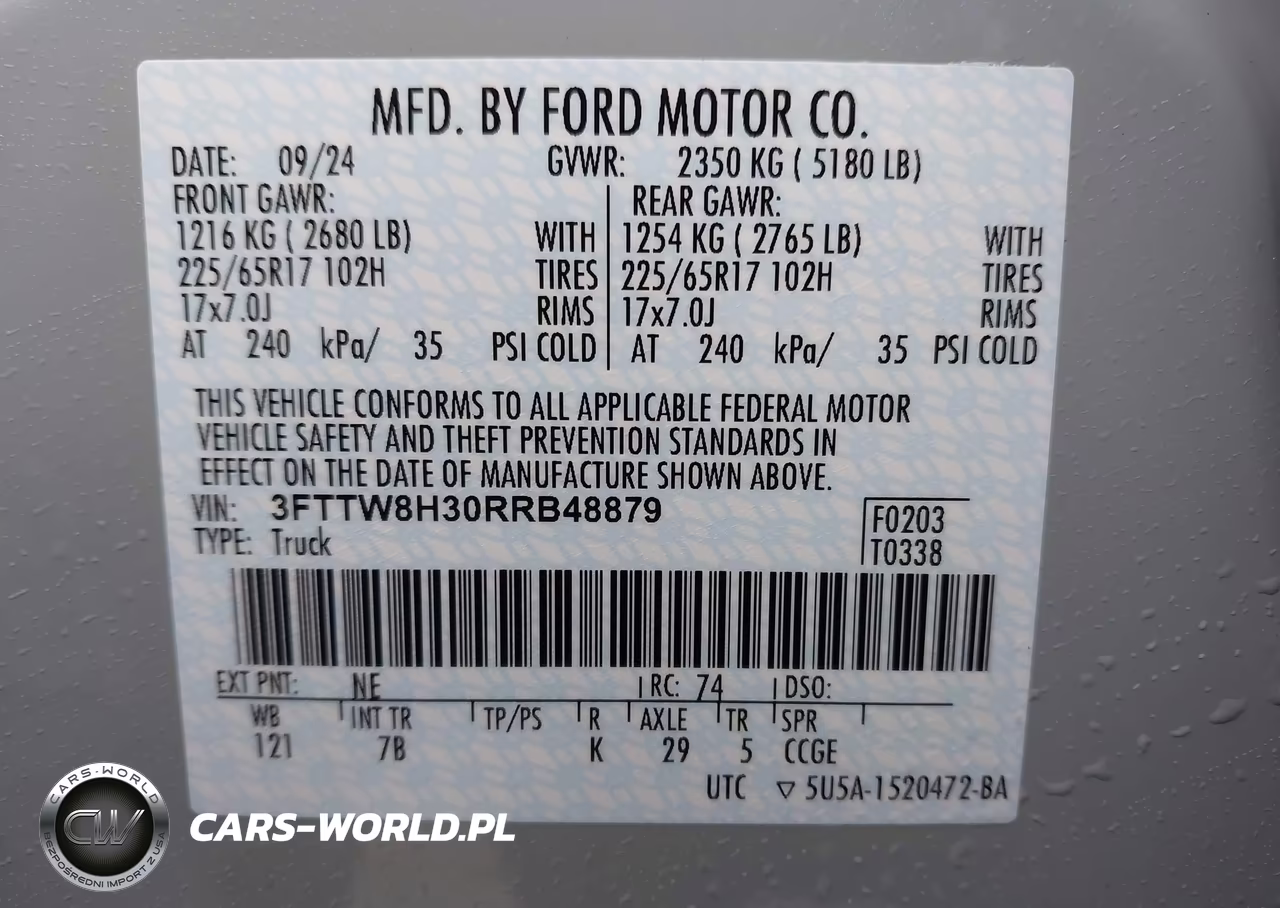 2024 Ford Maverick Xlt VIN:3FTTW8H30RRB48879 - 9