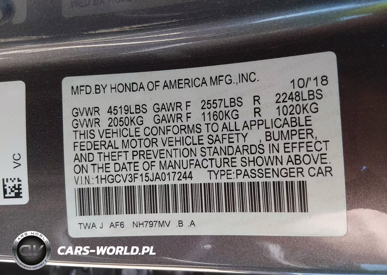 2018 Honda Accord Hybrid VIN:1HGCV3F15JA017244 - 9
