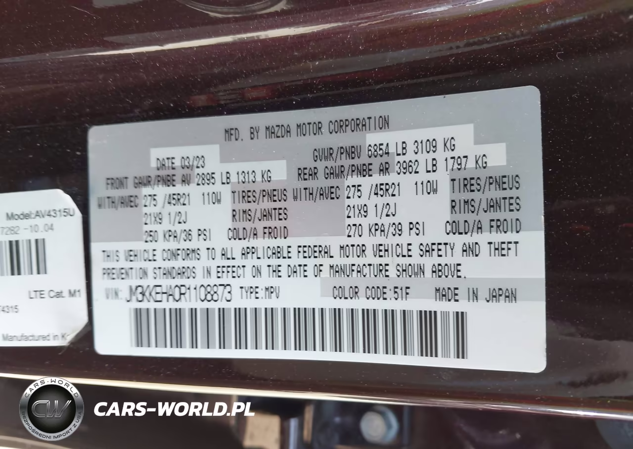 2024 Mazda Cx-90 Phev Premium Plus VIN:JM3KKEHA0R1108873 - 9