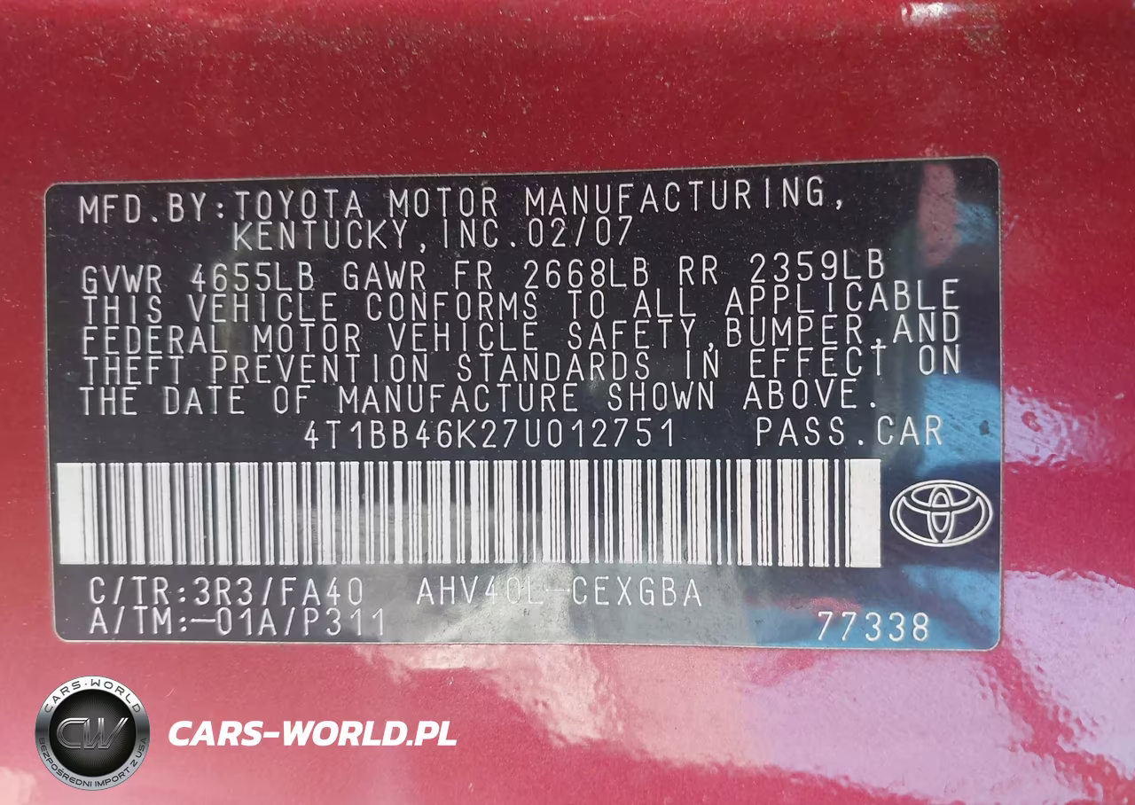 2007 Toyota Camry Hybrid VIN:4T1BB46K27U012751 - 9