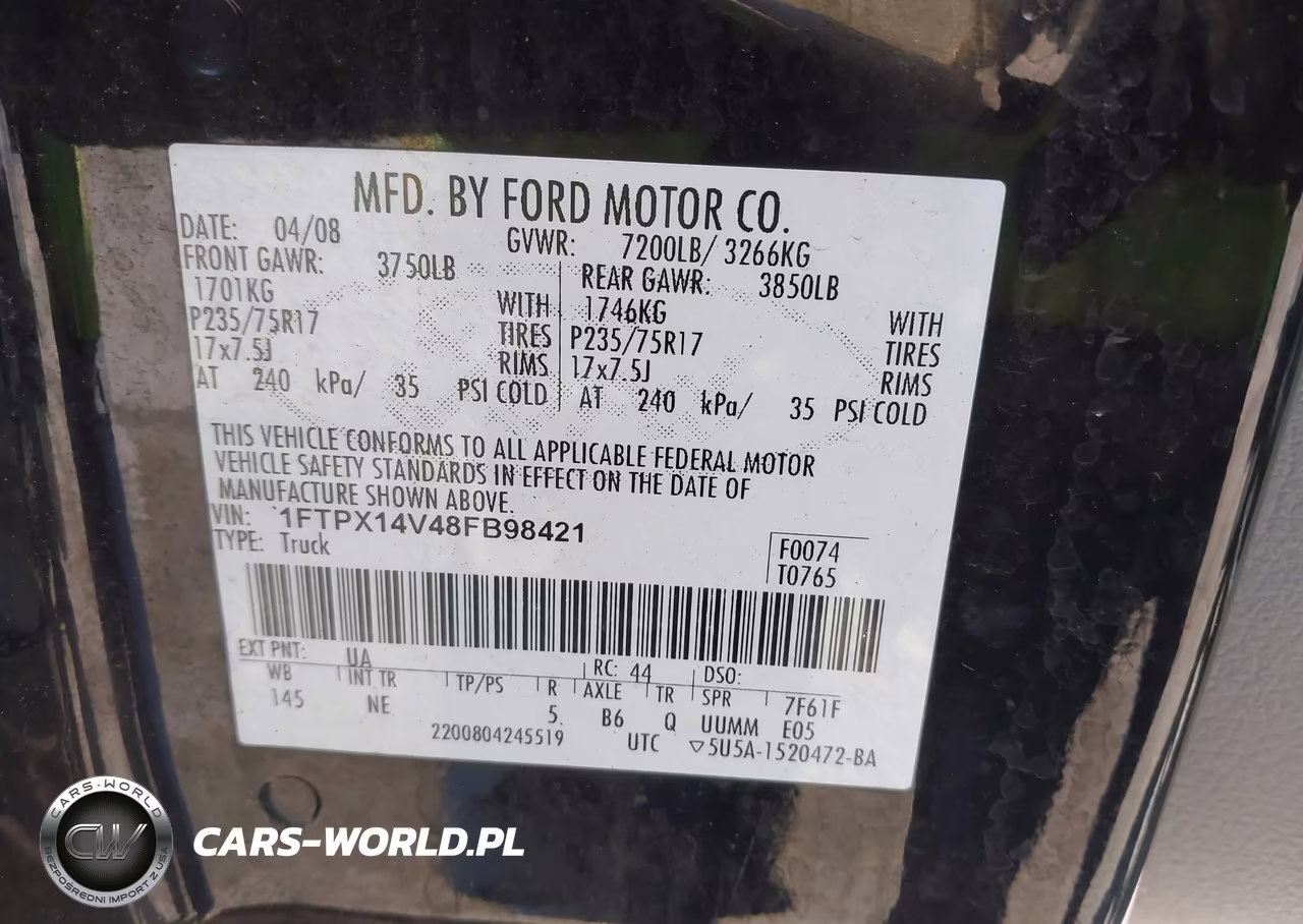 2008 Ford F-150 Fx4-Lariat-Xl-Xlt VIN:1FTPX14V48FB98421 - 9