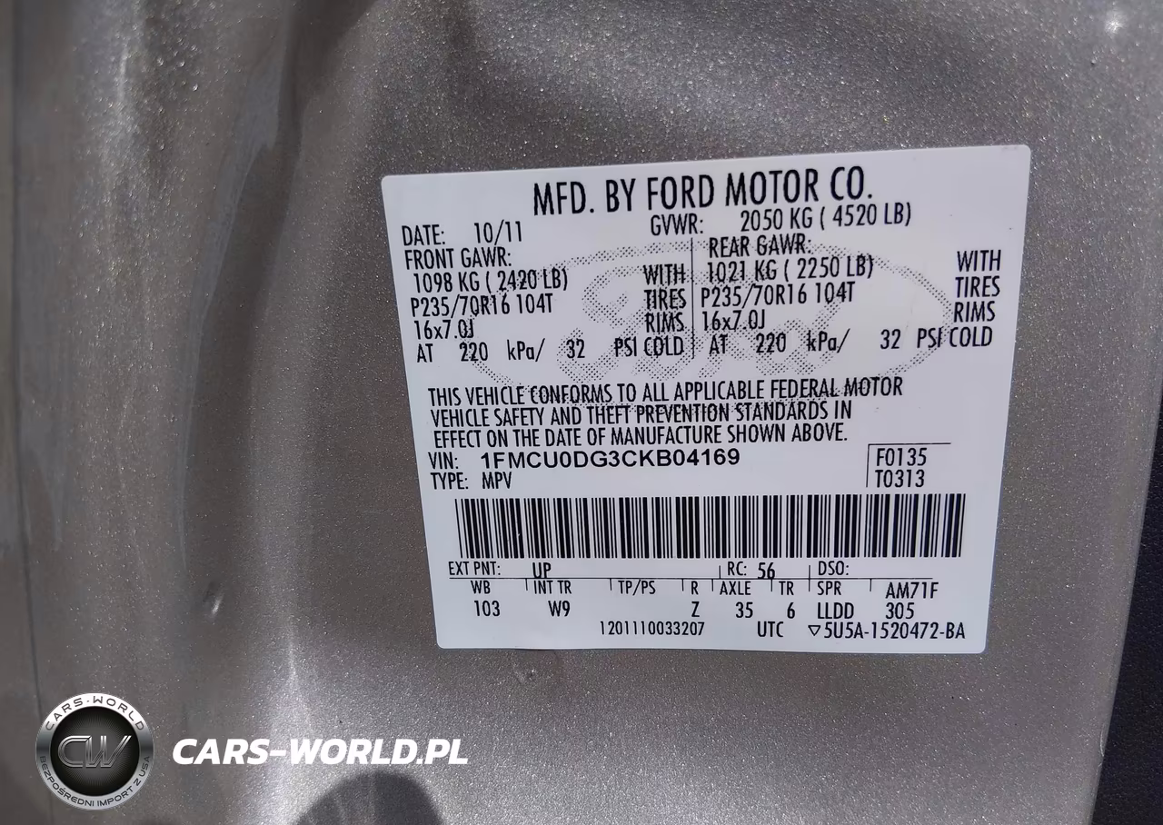 2012 Ford Escape Xlt VIN:1FMCU0DG3CKB04169 - 9