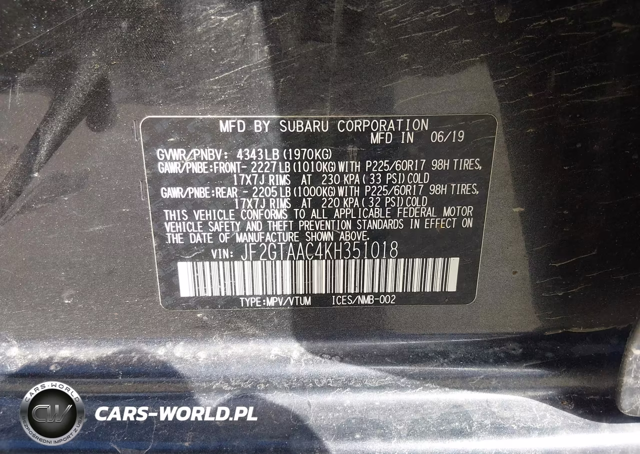 2019 Subaru Crosstrek 2.0I VIN:JF2GTAAC4KH351018 - 9