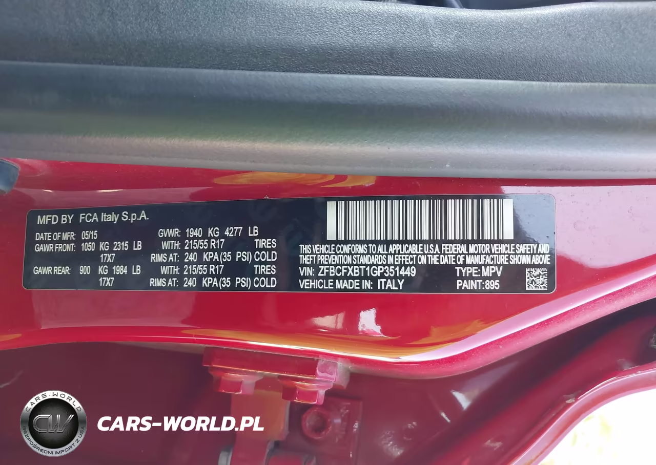 2016 Fiat 500X Easy VIN:ZFBCFXBT1GP351449 - 9