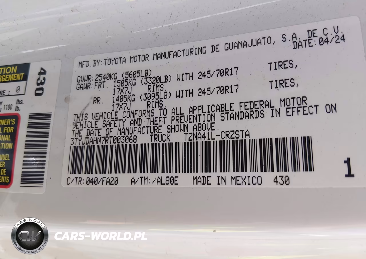 2024 Toyota Tacoma Sr VIN:3TYJDAHN7RT003068 - 9