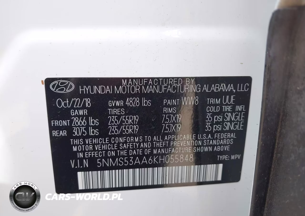 2019 Hyundai Santa Fe Limited 2.0T VIN:5NMS53AA6KH055848 - 9