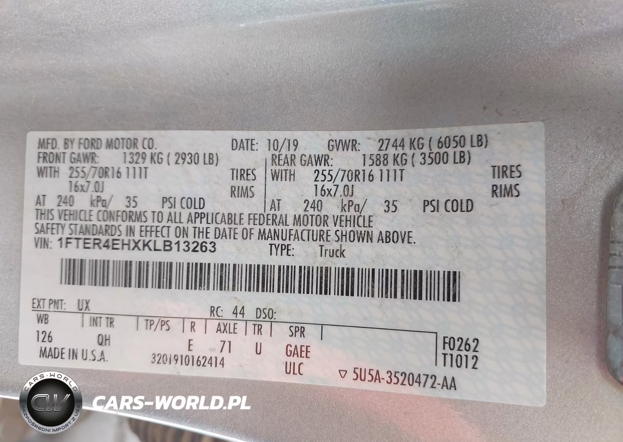2019 Ford Ranger Xl VIN:1FTER4EHXKLB13263 - 9