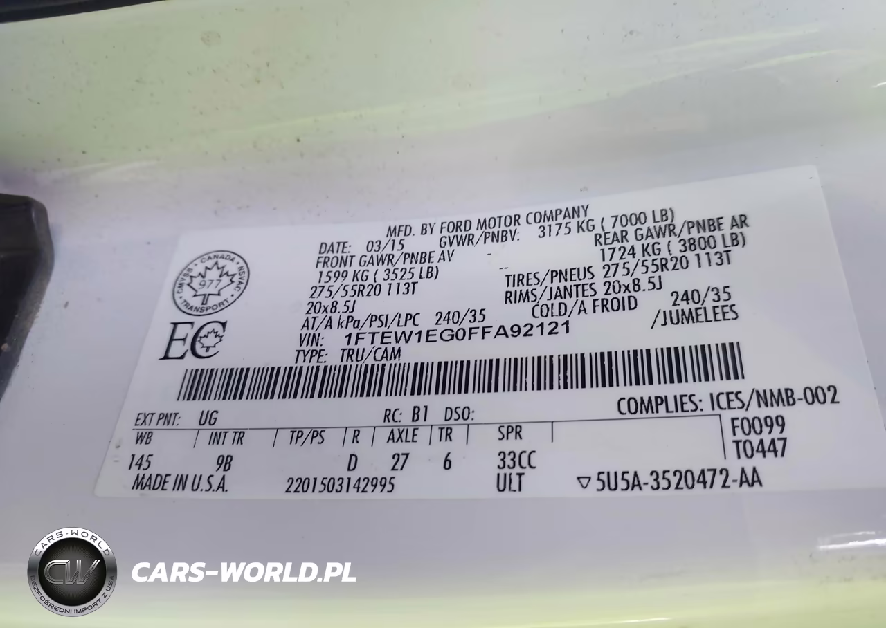 2015 Ford F-150 Platinum VIN:1FTEW1EG0FFA92121 - 9