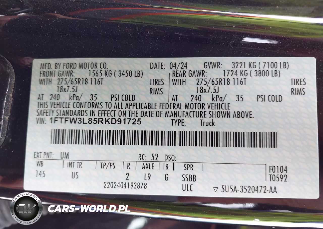 2024 Ford F-150 Xlt VIN:1FTFW3L85RKD91725 - 9