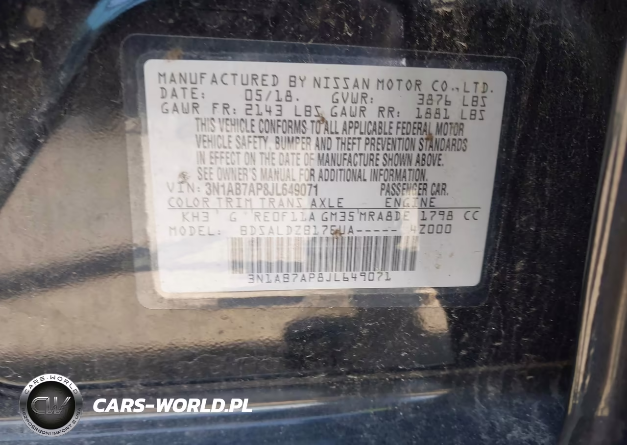 2018 Nissan Sentra Sv VIN:3N1AB7AP8JL649071 - 9