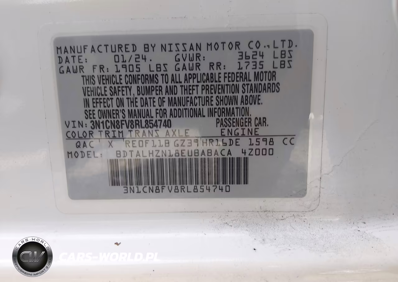 2024 Nissan Versa 1.6 Sr VIN:3N1CN8FV8RL854740 - 9